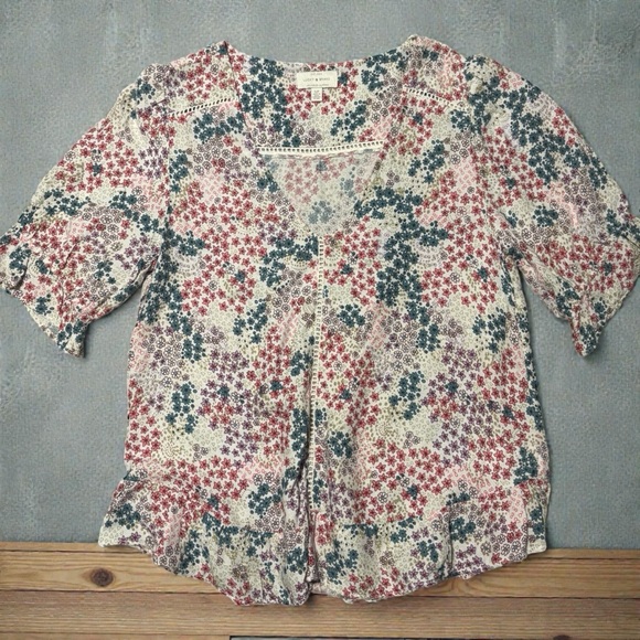 Lucky Brand Tops - Lucky Brand Red and Blue Floral Blouse